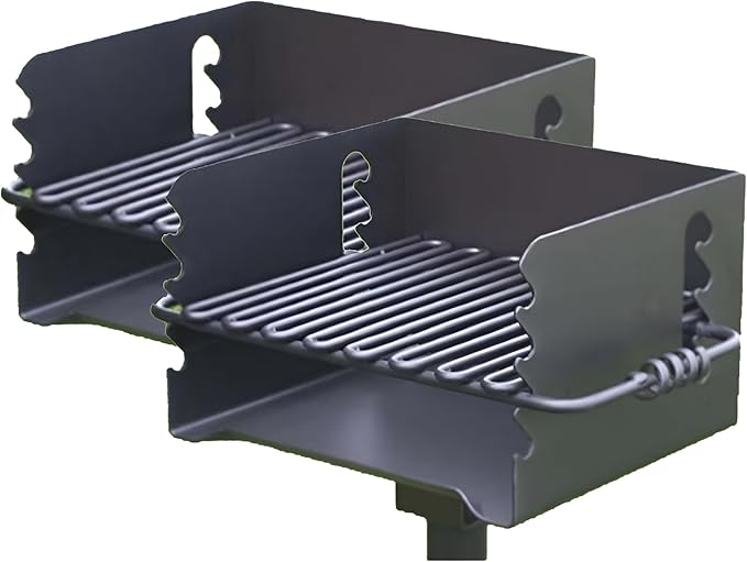 Pilot Rock 2 Pack Charcoal Grill, Park Style BBQ Camping Grill with Swivel, CBP-135