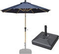 PURPLE LEAF 9 Feet Patio Umbrella with Base Market Umbrella Round Outdoor Umbrella with Push Button Tilt & Crank and 8 Ribs Aluminum Outdoor Table Umbrella for Garden Deck Balcony, Navy Blue
