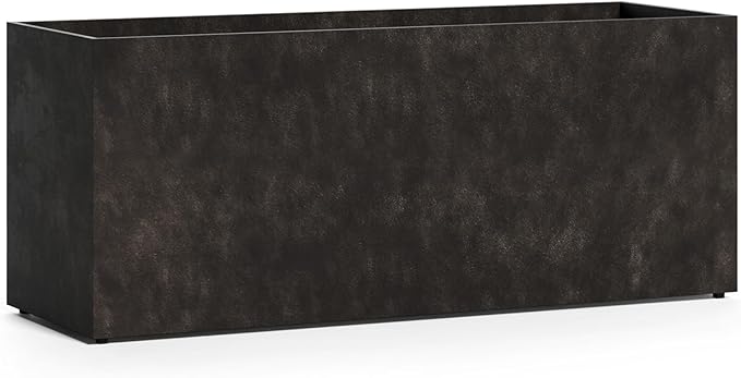 Semplito Grand Wide Rectangle Planter - 59 in x 19.7 in x 23.6 in - Brown Stone