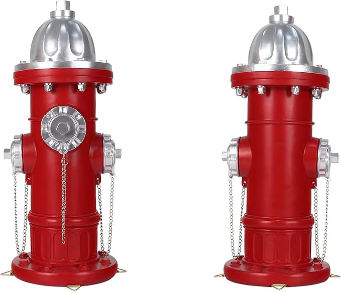 SHGYIBRISK Fire Hydrant for Dogs to Pee On: Dog Fire Hydrant Pee Post Outdoor - 17.5" Training Post Statue for Yard Garden (Red-Silver-Big)
