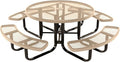 COATEDOUTDOORFURNITURE Heavy-Duty Portable Outdoor Kids Table with Umbrella Hole, Expanded Metal Kids Picnic Table, Commercial-Grade, Made in America (46 in, Round, Childrens, Tan)