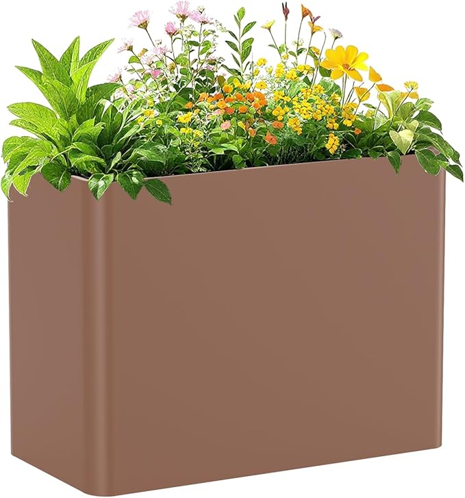 Large Metal Planter Box 36”x 15”x 24”,Heavy Duty Rectangular Tall Metal Planter Box with Drainage Holes for Outdoor Garden Patio