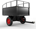 GarveeLife ATV Trailer Tow Behind Steel Dump Cart, 750 lbs 17 Cubic Feet Heavy Duty Yard Garden Utility Trailer Pull Behind with Removable Sides & All Terrain Tires for Lawn Mower, Tractor, Yard