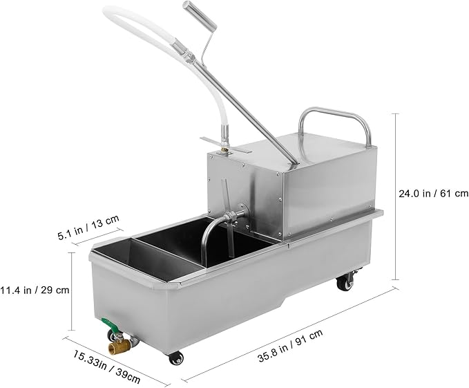 Fryer Oil Filter Machine Deep Fryer Filter Cart 58l Stainless Steel Cooking Oil Filtration System for Restaurants Chicken Shops - Mobile with Us Plug