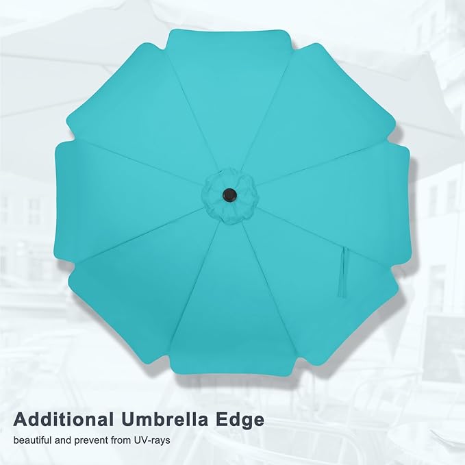 MASTERCANOPY Valance Patio Umbrella for Outdoor Table Market -8 Ribs (10ft, Turquoise)