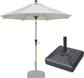 PURPLE LEAF 9 Feet Patio Umbrella with Base Market Umbrella Round Outdoor Umbrella with Push Button Tilt & Crank and 8 Ribs Aluminum Outdoor Table Umbrella for Garden Deck Balcony, Cream