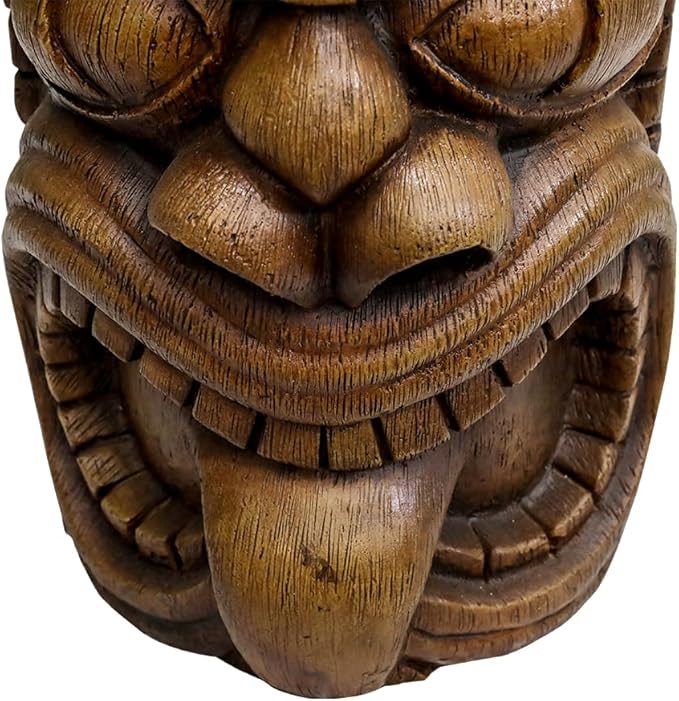 SKYFIRE Outdoor Decorative Sculpture - The Grande Tiki God Kanaloa Teeth Indoor Ornamental Outdoor Table Statues for Garden, Patio, Backyard, Lawn, House, Office Decor -19.6"H Concrete Stool End Table