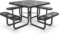 dafrigic 46" Square All Weather Resistant Commercial Picnic Table for Outdoors, Heavy Duty Picnic Table up to 4600 lbs with Umbrella Hole for School, Warehouse, Coffee Shop, Black