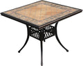 FAPOLITE Outdoor Table Tile Square Patio Table All Weather Aluminum Frame Outdoor Dining Tables for Lawn Garden Backyard (90 * 90cm Aluminium Red Square Tables)