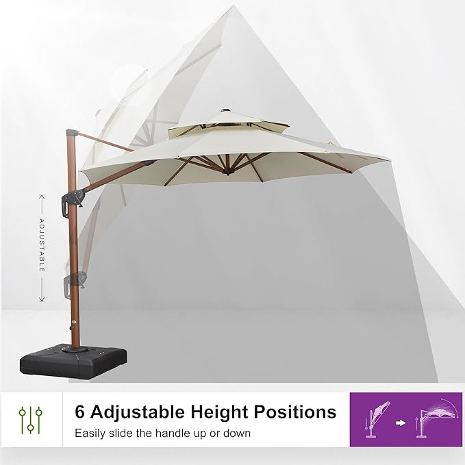 PURPLE LEAF 10ft Patio Umbrella Outdoor Round Umbrellas Large Cantilever Umbrella Windproof Offset Umbrellas Heavy Duty Sun Umbrella for Garden Deck Pool Patio, Cream