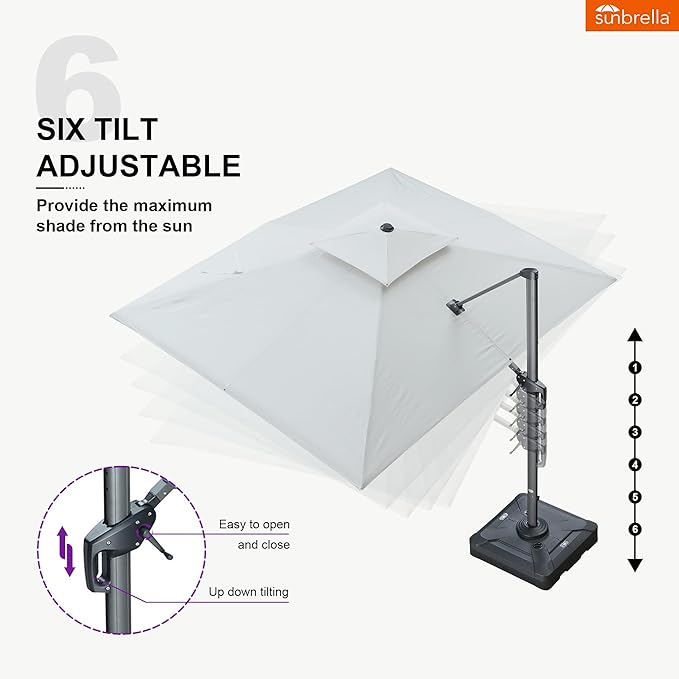 PURPLE LEAF 9' X 12' Sunbrella Patio Umbrella Outdoor Rectangular Double Top Large Heavy Duty 360° Rotation Offset Cantilever Umbrella for Outside Deck Backyard Garden Pool Canvas Natural