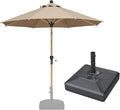 PURPLE LEAF 9 Feet Patio Umbrella with Base Market Umbrella Round Outdoor Umbrella with Push Button Tilt & Crank and 8 Ribs Aluminum Outdoor Table Umbrella for Garden Deck Balcony, Taupe