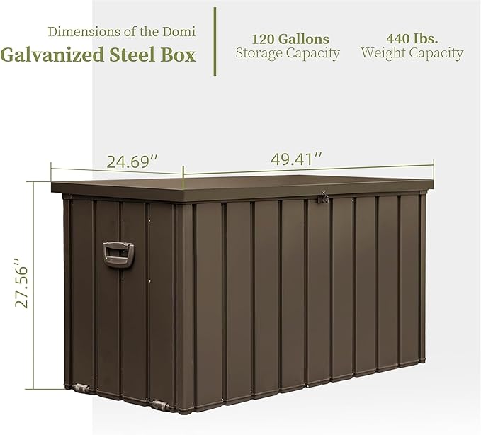 CHUNLY 120 Gallon Outdoor Deck Box, Waterproof Patio Storage Box Storage Bench for Outside Cushions, Garden Tools, Pool Accessories (Dark Brown)
