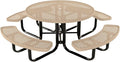 COATEDOUTDOORFURNITURE Heavy-Duty Portable Outdoor Kids Table with Umbrella Hole, Punched Steel Kids Picnic Table, Commercial-Grade, Made in America (46 in, Round, Childrens, Tan)