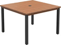 VICLLAX Outdoor Patio Dining Table for 4, Metal Square Patio Table with Umbrella Hole for Backyard Porch, Walnut 40.2"