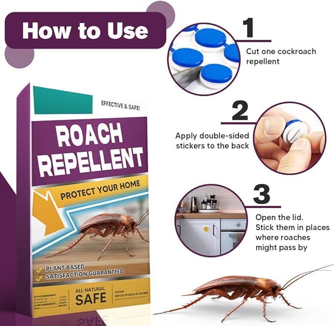 Roach Repellent, Cockroach Repellent Indoor, Pet Safe Roach Repellent, Natural Cockroach Repellents, Keep Roaches Out of Kitchen, 8P