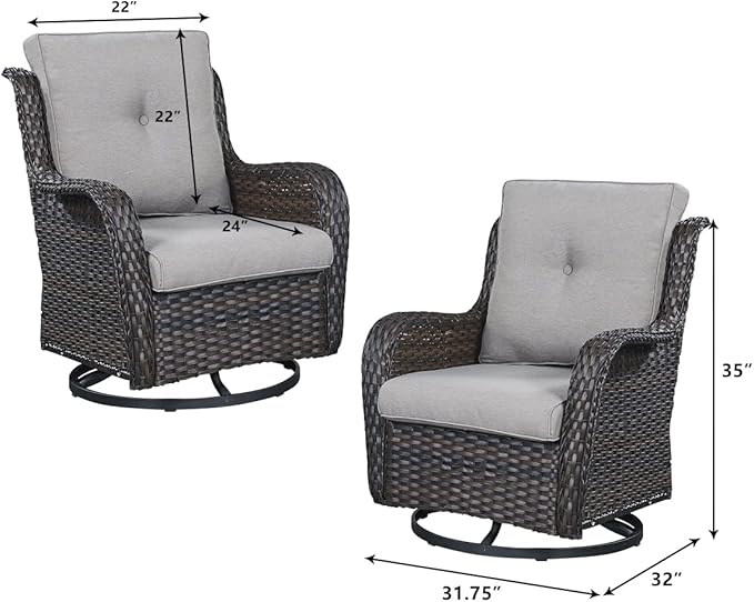 HUMMUH Outdoor Patio Furniture with Fire Pit Table Outdoor Conversation Set PE Wicker Patio Couch Swivel Glider Chairs for Balcony Garden,Lawn,Deck