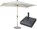 PURPLE LEAF 6' x 9' Patio Umbrella with Base Market Umbrella Rectangular Outdoor Umbrella with Push Button Tilt & Crank and 8 Ribs Aluminum Table Umbrella for Pool Backyard Beach, Cream