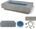 Elementi+ | Riviera Gas Fire Pit Cast Concrete 60" Rectangular Fire Table, Outdoor Fire Pit Electronic Ignition | Canvas Cover, Fire Glass and Burner Lid Included | Light Gray | Natural Gas