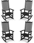 Outdoor Rocking Chairs Set of 4, Oversized All Weather High Back Porch Rocker, Patio Rockers for Outside