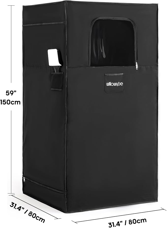 WILLOWYBE Portable Infrared Sauna for Home with 6 Heating Plates, Sauna Tent, Foot Heating Pad and LED Warm Light, Dry Infrared Sauna Box for Full Body, Personal Home Spa
