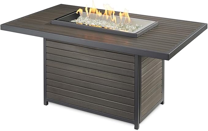 The Outdoor GreatRoom Company Brooks Fire Pit Table with Electronic Ignition (BRK-1224-19-K-CF-DSI-LP), Propane, 30.75x50-Inches