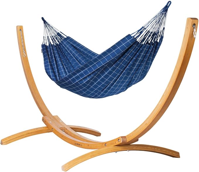 LA SIESTA Brisa Classic Hammock, Handmade, Weather-Resistant, Tear-Resistant Hammock for Indoor & Outdoor Relaxation, Size-Double - Marine