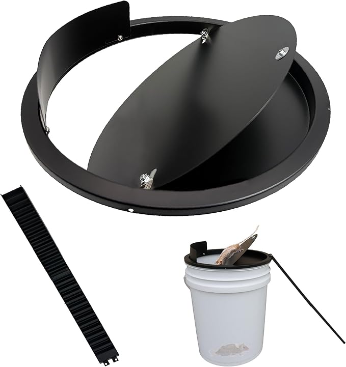 Bucket Lid Mouse Trap Metal 5 Gallon lid,Strong Metal Material That Cannot be Bitten, auto Reset, Repeat Catch, Indoor Outdoor, Reusable 5 Gallon Bucket Lid, (1Pack) (Black)