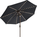 EliteShade USA 10-Year-Non-Fading Solar 9ft Market Umbrella with 80 LED Lights Patio Umbrellas Outdoor Table Umbrella with Ventilation, Black