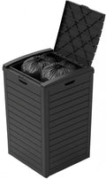 31 Gallon Resin Trash Can Cabinet with Lid & Drip Tray - Waterproof Outdoor Garbage Bin for Patio, Kitchen, Yard, and Entertaining Areas - Easy Assembly, No Tools Required