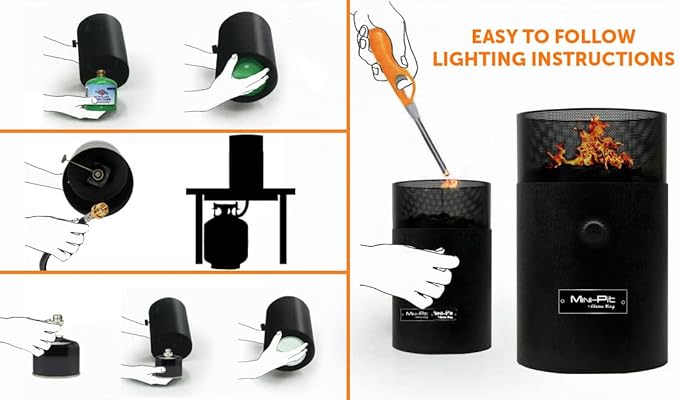 Flame King Mini Tabletop Fire Pit, Dual Fuel Propane and Butane, Smokeless Odorless Flame, Portable Great for Outdoor