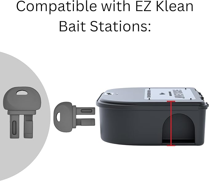 Key for EZ Klean Rat Bait Stations and Exterminators Choice Bait Boxes - Mouse Bait Station Key Compatible with FBS Fly Bait Stations and EZ Klean Bait Stations - with Robby’s Cloud Keychain (4 Pack)