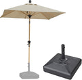 PURPLE LEAF 4' x 6' Patio Umbrella with Base Outdoor Umbrella Aluminum Market Umbrella with Push Button Tilt & Crank and 8 Ribs Rectangular Outdoor Table Umbrella for Pool Garden Beach, Beige