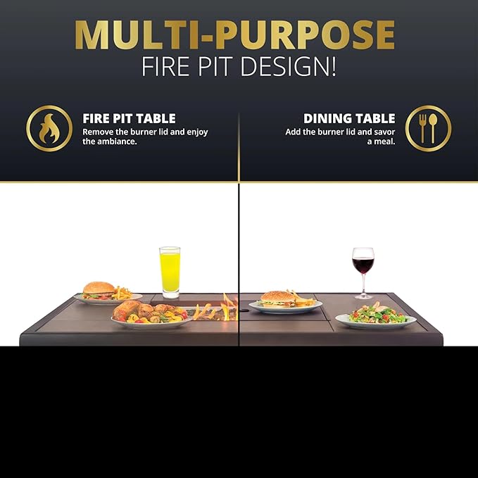 42" Outdoor Fire Pit Table for Patio Square 50,000 BTU CSA Certified Propane Gas Fire Pit with Wicker Base Ceramic Tile Top and Lid&Wind Guard for Garden, Backyard, and Deck Parties
