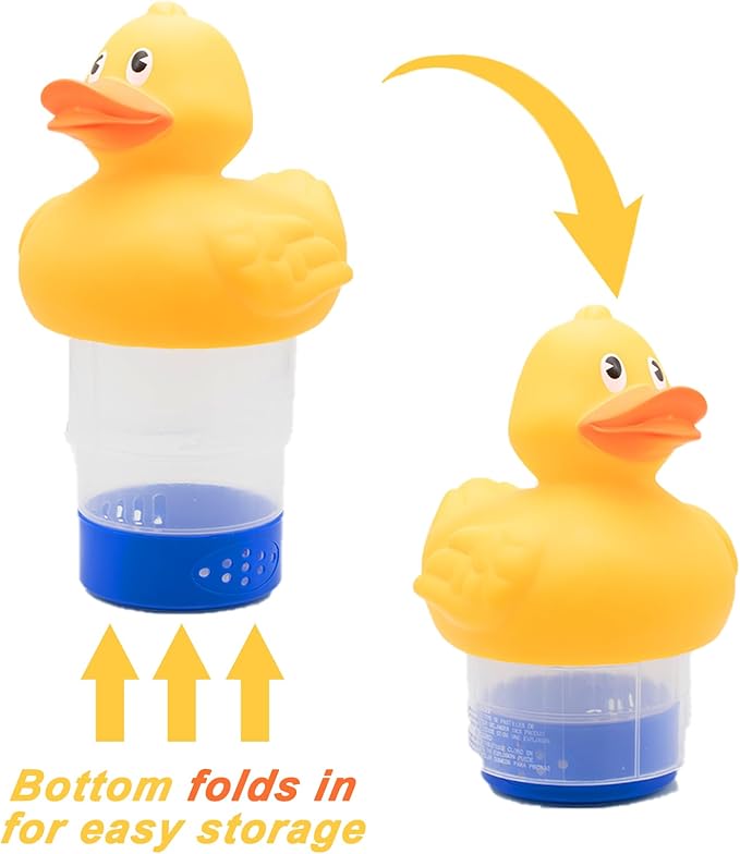WWD POOL Pool Chlorine Floater, Floating Pool Chlorine Dispenser (Duck), Fits 1 and 3 Inch Tablets for Large and Small Pools, Spa, Hot Tub