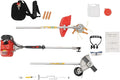 2 Cycle Weed Wacker Gas Powered Grass Trimmer, 2 in 1 43CC Straight Shaft String Trimmer Weed Eater, Air-Cooled Gasoline Brush Cutter Lawn Edger with 2 Blade Heads for Weeds & Grass Cutting