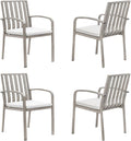 SEEHILL Patio Dining Chairs Set of 4, Aluminum Outdoor Dining Chairs with Polyester Seat Cushions, Deep Seating Outdoor Chairs for Table, Sturdy Patio Furniture Set for Deck, Garden, Pool, Limed Oak