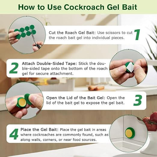 16 Pack Cockroach Gel Bait, Highly Effective Roach Killer Indoor Infestation Solution, Fast Acting Cockroach Killer Indoor Home Kitchen Use, Easy to Apply & No Mess Roach Bait, Long-Lasting
