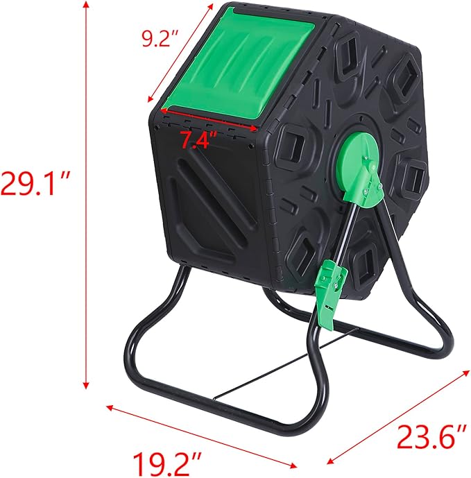 Nouva Outdoor Composting Bin, 18.5 Gallon Single Chamber Small Tumbling Composter,Steel Frame Heavy Duty Barrel for Kitchen Garden Yard