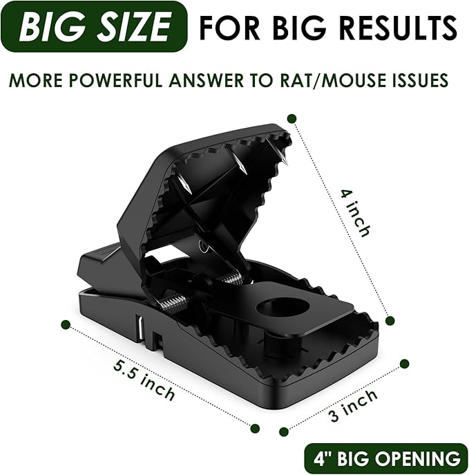 6-Pack Unstoppable Rat Trap with Steel Fangs, Stronger Large Mouse Snap Traps That Kill Instantly, Dispatch More Rodents Faster, Indoor & Outdoor Use and Reusable