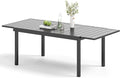 Expandable Outdoor Patio Dining Table for 8, Adjustable 61"/83" x 37" Rectangular Large 6-8 Person Metal Outdoor Table, Rectangle Metal Wrought Iron Extendable Table for Backyard and Porch