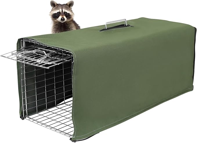 Trap Cage Cover,ONLY Cover, Cage not Included, Heavy Duty Animal Trap Cage Cover Small Animal Trap Cover for 1-Door Humane Cat Trap 32 x 10 x 12inch (Army Green，ONLY Cover, Cage not Included)