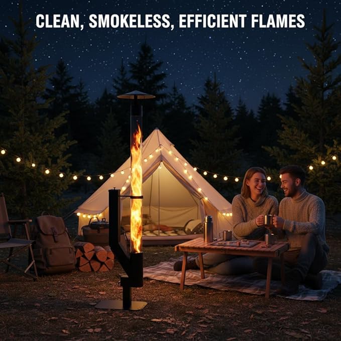 yoyomax Wood Pellet Patio Heater,Outdoor Pellet Heater,Portable Wood Pellet Fire Pit with Ash Tray Patio Rocket Stove for Backyard Camping Garden Balcony