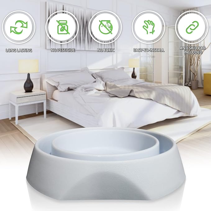 Bed Bug Interceptors Traps | Insect Trap, Monitor, and Detector for Bed Legs with Anti Skid Pads Included (White - 8 Pcs)