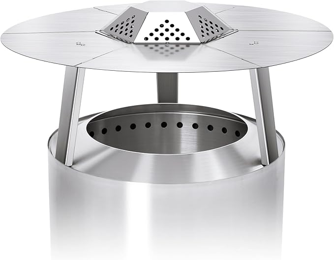 Fire Pit Heat Deflector for Solo Stove Yuokon 1.0/2.0 and Other 27" Fire Pit, with 3 Legs 304 Stainless Steel for Solo Stove Accessories, for Outdoor Firepit Captures and Redirects Warmth.