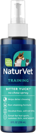 NaturVet Bitter Yuck! No Chew Spray for Dogs, Cats, and Horses Pet Training Spray, Liquid, Made in The USA, 8 Ounce