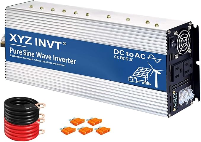 3500W Pure Sine Wave Inverter 48V to 120V AC, 7000W Peak Power - Portable Power Converter for Solar System, Off-Grid Home, RV, Truck & Camping
