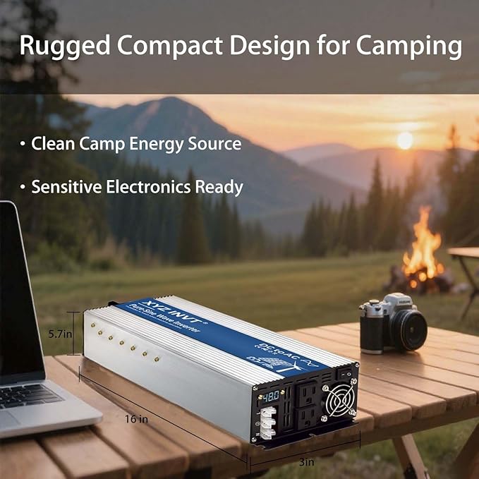 4000W Pure Sine Wave Inverter 48V to 120V AC, 8000W Peak Power - Portable Power Converter for Solar System, Off-Grid Home, RV, Truck & Camping