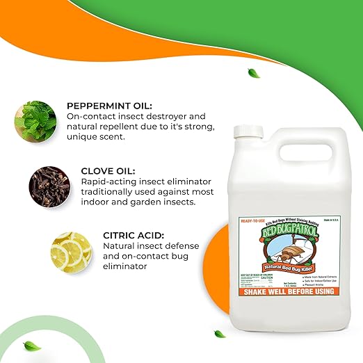 Natural Bed Bug Killer – 1 Gallon Refill (128oz) – Child & Pet Safe, Non-Toxic Spray for Home, Office, Furniture, Mattresses, Cracks & Crevices – Eco-Friendly Bed Bug Treatment