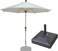 PURPLE LEAF 10 Feet Patio Umbrella with Base Outdoor Umbrella Round Market Umbrella for Table with Push Button Tilt & Crank and 8 Ribs Aluminum Pool Umbrella for Beach Patio, Cream